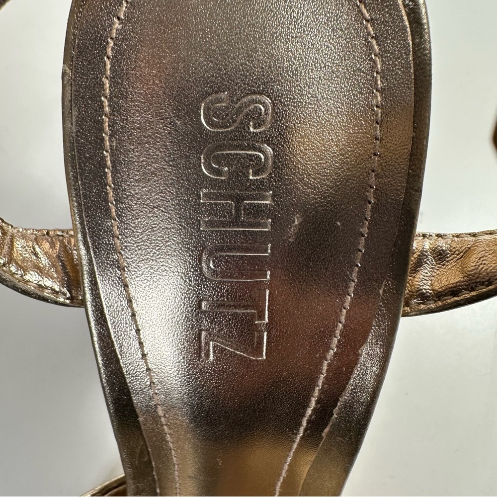 SCHUTZ Keefa Metallic Gold Woven Platform Sandals. Sz: 8.5 - Picture 13 of 13